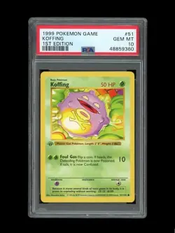 Pokemon PSA 10 GEM MINT Koffing 1st Edition Base Set Shadowless 1999 Card 51/102 - Image 1