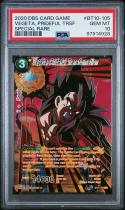 Vegeta Prideful Transformation SPR BT10-105 FOIL Dragon Ball Card Game PSA 10 - Image 1