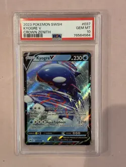 Pokémon TCG Kyogre v Crown Zenith Card 037/159 Regular Ultra Rare PSA 10 English - Image 3