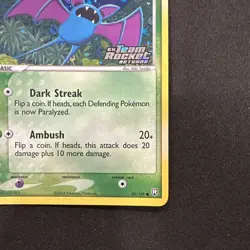 Pokemon Team Rocket Returns 82/109 Zubat Reverse Holo Stamped NM Card - Image 3