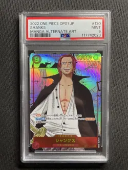 PSA 9 Shanks OP01-120 SEC Comic Parallel Manga Alt Art ONE PIECE Card Japanese - Image 1