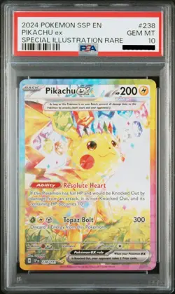 2024 POKEMON SSP EN-SURGING SPARKS SPECIAL ILLUSTRATION RARE PIKACHU EX PSA 10 - Image 2