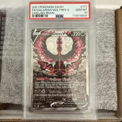 2021 POKEMON SWORD & SHIELD CHILLING REIGN FULL ART/GALARIAN MOLTRES V PSA 10 - Image 1