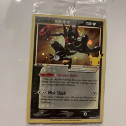 SWIRLED Pokemon Greninja Gold Star Promo SWSH144 Celebrations ETB Promo Sealed  - Image 4