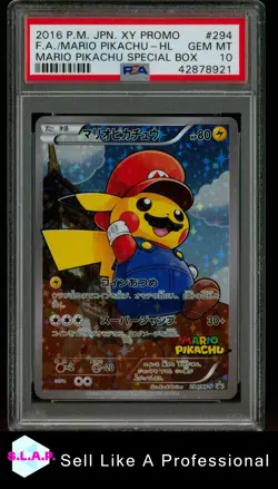 FA/MARIO PIKACHU MARIO PIKACHU SPECI4L BOX POKEMON JAP XY PROMO 2016 294 PSA 10 - Image 1