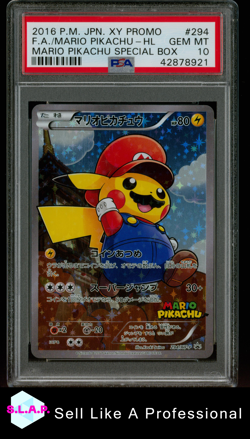 FA/MARIO PIKACHU MARIO PIKACHU SPECI4L BOX POKEMON JAP XY PROMO 2016 294 PSA 10 - Image 3