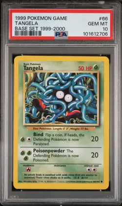 1999 POKEMON BASE SET 1999-2000 “4TH PRINT”#66 TANGELA PSA 10 - Image 3