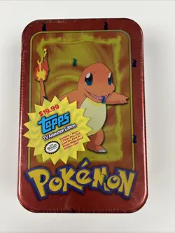 VINTAGE 1999 Topps TV Animation Edition Pokémon Factory Sealed Tin - Charmander - Image 1