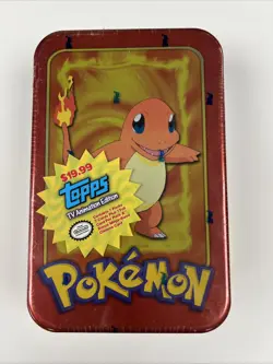 VINTAGE 1999 Topps TV Animation Edition Pokémon Factory Sealed Tin - Charmander - Image 6