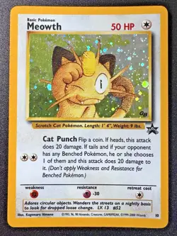 Meowth GB Promo 10 Black Star WoTC Pokemon Card Holo Foil Rare HP - Image 1