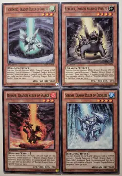 YuGiOh 4 Card Baby Dragon Ruler Set LTGY 1st Ed Stream Burner Reactan Lightning - Image 1