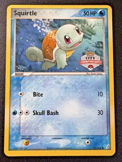 OC2007 City Championships Squirtle 63/100 Crystal Guardians Pokemon Card Rare MP - Image 1