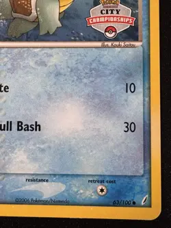 OC2007 City Championships Squirtle 63/100 Crystal Guardians Pokemon Card Rare MP - Image 6
