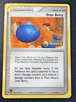 Winner Oran Berry 85/109 Ruby & Sapphire e-League Prize Pokemon Card Rare MP - Image 1