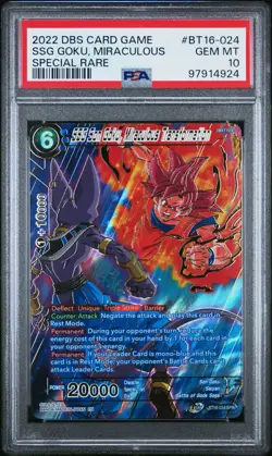 SSG Son Goku Miraculous Transformation SPR Dragon Ball Super Card PSA 10 *Crack* - Image 1