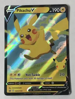 Pokemon TCG Pikachu V SWSH143 Black Star Promo Ultra Rare Holo - Image 1
