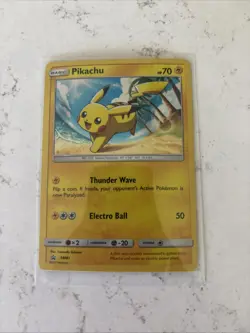 PokÃ©mon TCG Pikachu SM81 Promos Holo Card Black Star Promo NM Condition 2017 - Image 1