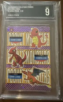Charizard Evolution 2000 Vending Prism Error Card Pokemon 9 Charmander - Image 1