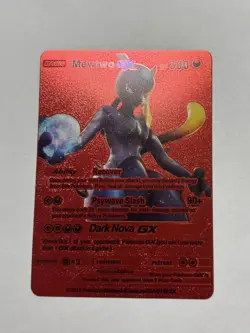 Mewtwo GX Red Foil Fan Art Display Card Dark Nova 300 HP NM - Image 3