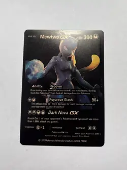 Mewtwo GX Black Foil Fan Art Display Card Dark Nova 300 HP NM - Image 1