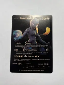 Mewtwo GX Black Foil Fan Art Display Card Dark Nova 300 HP NM - Image 3