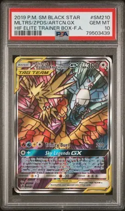 PSA 10 GEM MINT Moltres Zapdos Articuno GX SUN MOON PROMOS SM210 Pokemon Card - Image 1
