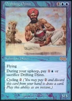 Light Play, English MTG Regular Drifting Djinn Urza's Saga Magic the Gathering - Image 2