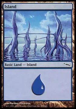 4x MTG Island (293) - Foil, Heavy Play, English Mirrodin - Image 1