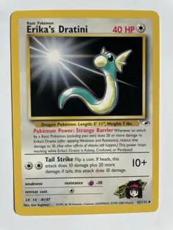 Pokémon Card 2000 Gym Heroes Set  Erika's Dratini  42/132   NM-Mint - Image 1