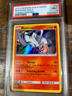 POKEMON 2017 Sun Moon Shining Legends RESHIRAM Holo #14 PSA 9 Mint RARE - Image 3
