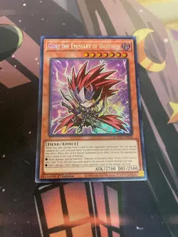 YUGIOH - GORZ THE EMISSARY OF DARKNESS - SECRET RARE - BLMM - 1ST ED - NM - Image 1