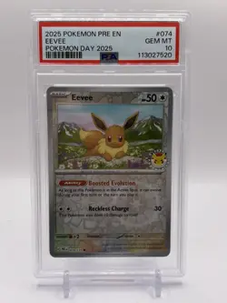 PSA 10 Eevee Pokemon Day 074/131 Prismatic Evolutions Stamped Promo English - Image 1
