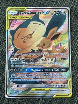 Pokemon TCG Eevee and Snorlax GX SM169 Sun & Moon Promo Holo Card NM - Image 1
