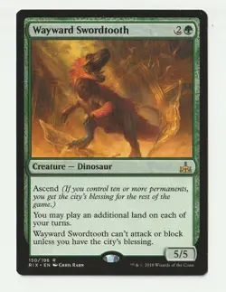 Wayward Swordtooth Rivals of Ixalan 150/196 MTG New Condition Never Played - Image 1