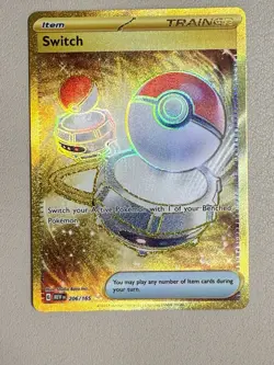PokÃ©mon TCG 206/165 Switch Pokemon 151  Trainer  Gold Secret Rare  NM/M - Image 1