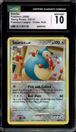 CGC 10 Gem Mint Snorlax Holo League Promo Platinum Rising Rivals 33/111 Pokemon - Image 1