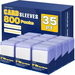 800 Packs Card Sleeves Top Loads 400 Hard + 400 Soft Sleeves, Clear - Image 1