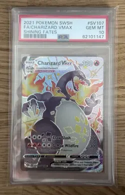 2021 Pokemon SWSH FA/Charizard VMAX Shining Fates SV107 PSA 10 - Image 1