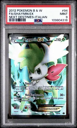 POKEMON PSA 9 SHAYMIN EX FULL ART 94/99 FUTURE DESTINIES ITALIAN 2012 POP 3!🌎 - Image 1
