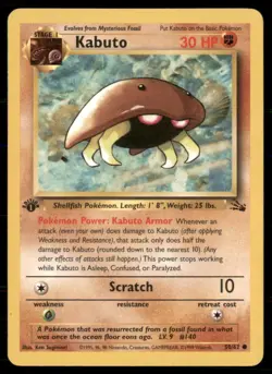 Pokemon Card 1999 Kabuto 1st Edition Fossil Set 50/62 Common WOTC - Image 3