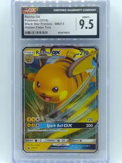 Pokemon Raichu GX  Hidden Fates Promo SM213 Hidden Fates Tin CGC 9.5 Mint+ - Image 3