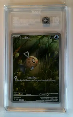 FEEBAS 2024 SSP SURGING SPARKS POKEMON ILLUSTRATION RARE #198 TAG 10 GEM MINT - Image 3