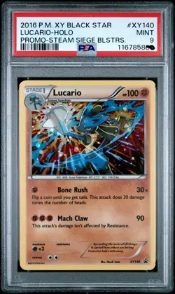 2016 POKEMON XY BLACK STAR PROMO STEAM SIEGE BLISTERS #XY140 LUCARIO-HOLO PSA 9 - Image 1