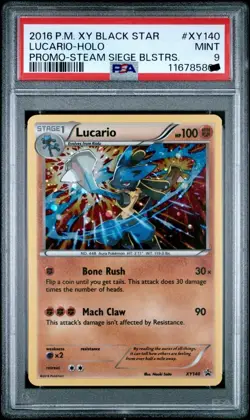 2016 POKEMON XY BLACK STAR PROMO STEAM SIEGE BLISTERS #XY140 LUCARIO-HOLO PSA 9 - Image 2