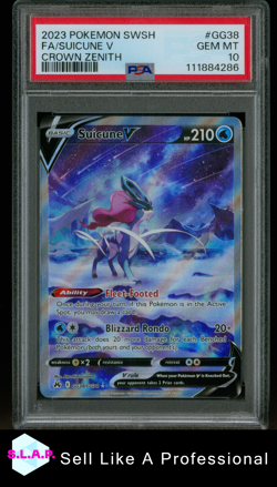 FA/SUICUNE V CROWN ZENITH POKEMON SWORD AND SHIELD CROWN ZENITH 2023 GG38 PSA 10 - Image 3