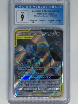 CGC 9 Lucario & Melmetal GX 203/214 Unbroken Bonds Pokémon Card Sun & Moon 2019 - Image 3
