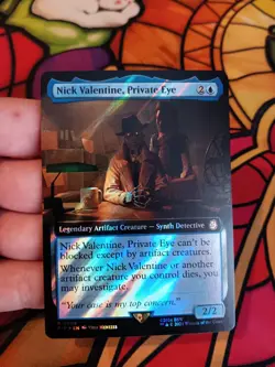 Nick Valentine, Private Eye (Extended Art) (Surge Foil) Fallout MTG NM  - Image 1