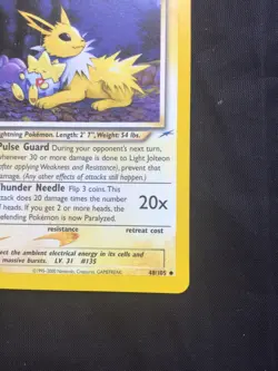 Pokemon Cards: Neo Destiny 1st Edition Uncommon: Light Jolteon 48/105 - Image 14