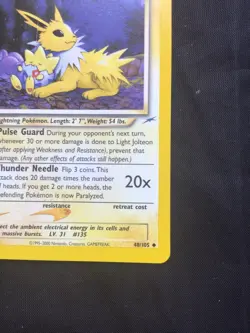 Pokemon Cards: Neo Destiny 1st Edition Uncommon: Light Jolteon 48/105 - Image 4