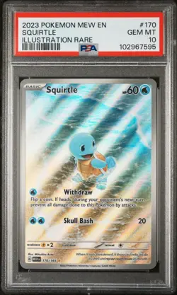 2023 POKEMON MEW EN-151 #170 SQUIRTLE ILLUSTRATION RARE PSA 10 - Image 1